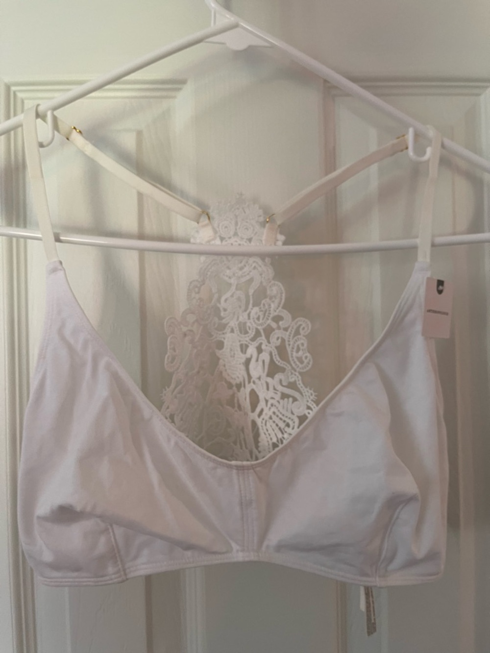 Anthropologie White Lace-Back Bralette